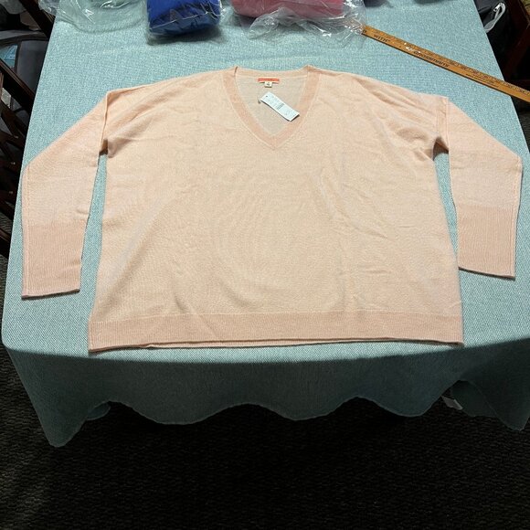 J Crew Oversized V-neck Cashmere Light Melon size Sm (but it's not, LOL) - Picture 8 of 8